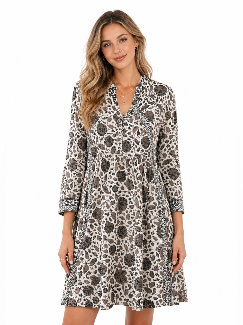 NWOT Natalie Martin Fiore Silk Short Dress Hazelnut Geranium - Size XS